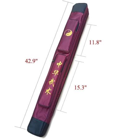 A ALFEEL Sword Carrying Case - Waterproof Chinese Kung Fu Taichi Martial Arts Double Layer Carrying Shoulder Bag Winered&Black - Buy Online on GoSupps.com