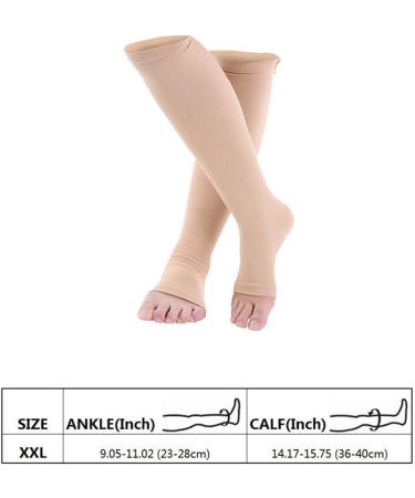 Joyzan Compression Socks with Zipper - Calf Knee Open Toe Support Stockings in Skin Color (L-XL) - Ultimate Comfort & Protection for Travel & Daily Use - Buy Online on GoSupps.com