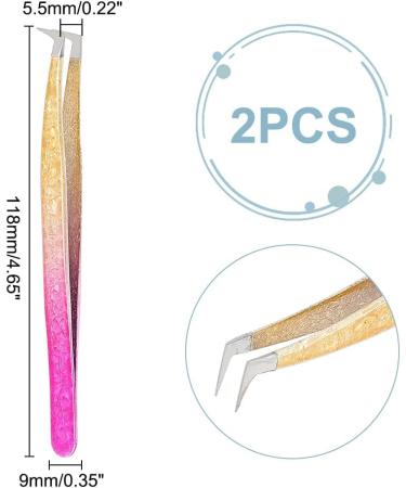 Unicraftale Rainbow Eyelash Extension Tweezers - 2 Pack Stainless Steel Curved Precision Tools - Buy Online on GoSupps.com