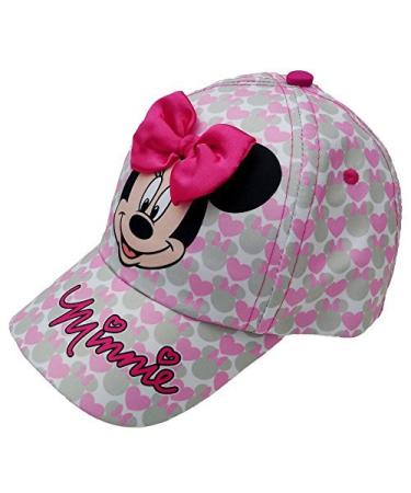 Disney Girls' Minnie Mouse Baseball Cap  3D Bow Curved Brim Strap Back Hat (4-7) Minnie Mouse Hearts 2-4T