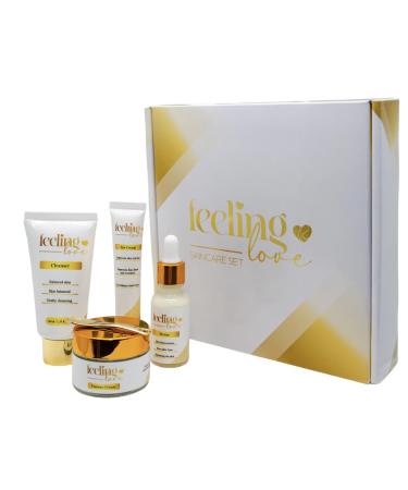 Introducing our exclusive Skincare Set: Cleanser Serum Essence Cream and Eye Cream - Experience the Ultimate 4-Step Natural Beauty Routine for Achieving Radiant Glowing Skin.