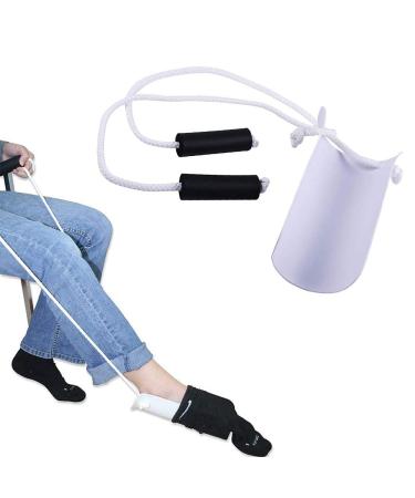 Sock Aid Tool Easy On and Easy Off Stocking Slider Pulling Assist Device with Foam Handles 35.4Inch Adjustable Cords Socks Helper for Elderly,Disabled,Pregnant,Diabetics