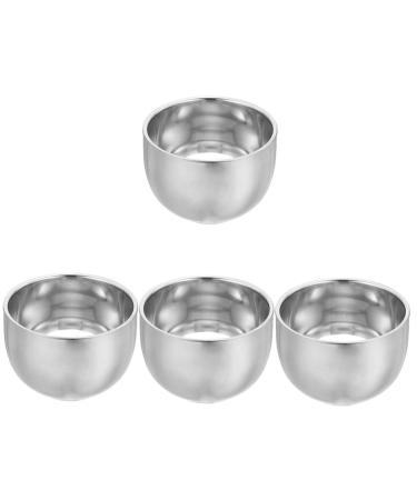 Minkissy 4 pieces foam foam for shaving foam metal mug for shaving soap men's shaving cup bowl for the wet shave comfortable shave cleaning kit Double -walled stainless steel clean 8.2x5.8cmx4pcs silverx4stk