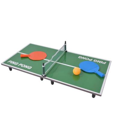 Qioni Portable Tennis Table, Folding Ping Pong Table Game Set, Indoor Mini Table Game Parent-Child Entertainment Toy, Lightweight/Harmless/Sturdy, 2 Table Tennis Paddles and 2 Ping Pong Balls