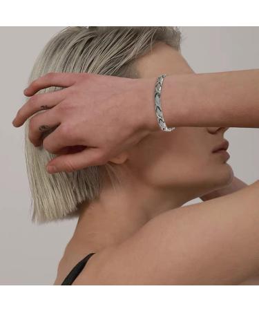 Shop Haqi Women's Magnetic Therapy Bracelet - Titanium Magnetic Jewelry X-Shaped Connection Silver 7.2 Inch - Powerful 5-Element Design for Enhanced Wellbeing - Buy Online on GoSupps.com
