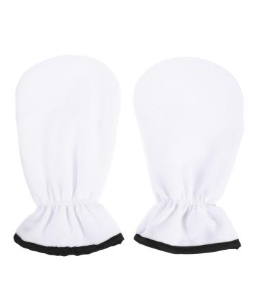 FRCOLOR 1 Pair Maintenance Essential Oil Gloves Paraffin Wax Bath parrafin Wax hot Wax Paraffin Wax for feet Sliding mitt Grooming Gloves Exfoliating Care Gloves Polyester spa Hand White