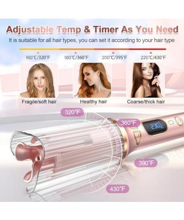 Automatic Curling Iron - Auto Curling Wand with 1" Ceramic Barrel | Dual Voltage 4 Temp & Timer - Hot Tools Pink - Buy Online on GoSupps.com