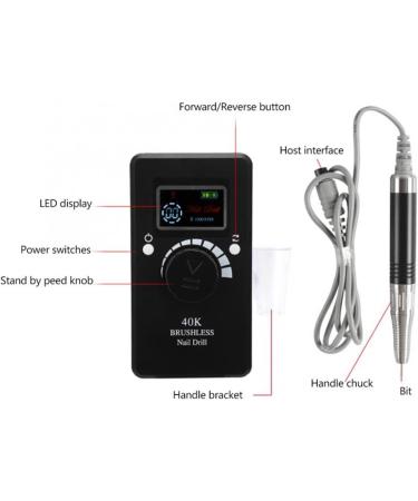 Electric Nail File 40000RPM Portable Electric Nail Art Drill Machine Grinding Buffing Polisher Manicure Polishing Device with Handle Pedicure Tool - Buy Online on GoSupps.com