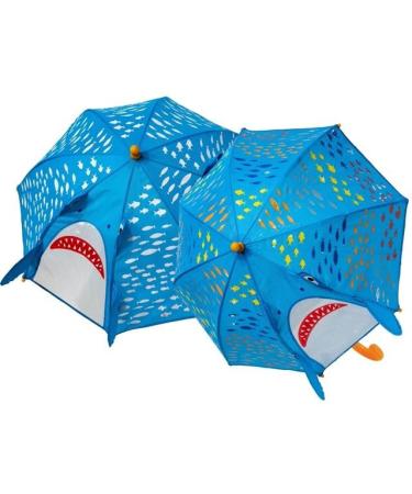 Floss & Rock Kids 3D Color Changing Shark Umbrella 22 inch Blue Traditional