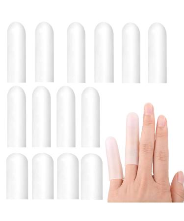 VIKSAUN 14 Pcs Silicone Finger Protectors Gel Finger Cots & Protector Finger Protector Finger cots Relief from Pain of Finger Tips Cracked Arthritis Finger Cracking Friction (14 Pcs)