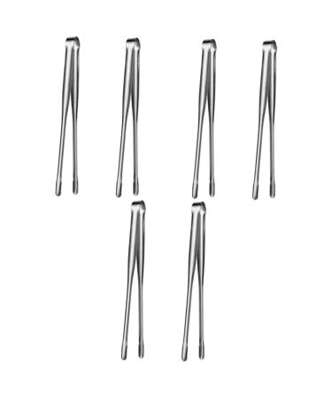 Alipis 6 Pcs Barbecue Tongs Tweezers Japanese Candy Outdoor Cookware Sugar Kitchen Clamp Pliers Portable 19X2X2CMx3pcs Silverx3pcs