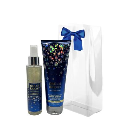 Bath & Body Works DREAM BRIGHT 2-piece Gift Set with a Blue Bow for Holidays & Gifts - Shimmer Mist 4.9 fl oz & Body Cream 8 oz
