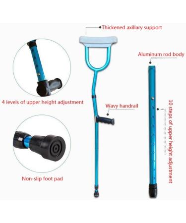 Aluminum Underarm Crutches Blue Lightweight Folding Crutch Walking Canes Height Adjustable for Elderly Handicapped and Disabled Decorate Lucky Star Double branch - Buy Online on GoSupps.com