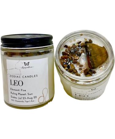 6 Oz Leo Crystal Candle | Aromatherapy Stress Relief | Astrology Vegan Gemstone Soy Candle - Shop Internationally - Buy Online on GoSupps.com