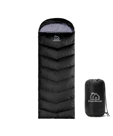 Friendriver XL Size Upgraded Version of Camping Sleeping Bag 4 Seasons Warm and Cool, Lighter Weight, Adults and Children Can Use Waterproof Camping Bag, Travel and Outdoor Activities Black Single