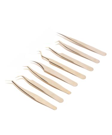 Eyelash extension tweezers 8 pieces eyelash tweezers for eyelash extensions tweezers with a straight bent tip made of stainless steel tools for beauty eyelashes