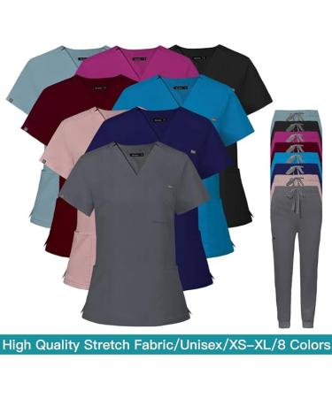 Viaoli Women's Scrubs Set - Pink  X-Small - Modern Clinical Workwear with 10 Pockets - Buy Online on GoSupps.com