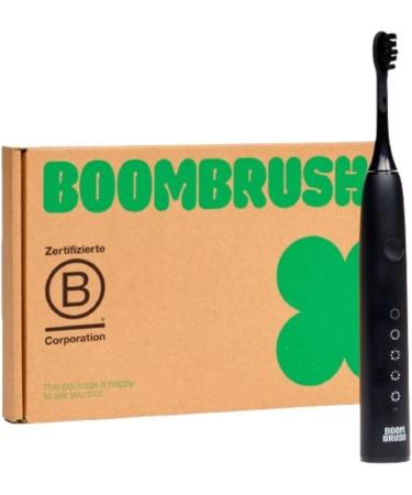 Boombrush electric toothbrush - sound toothbrush - 90 days power battery - black - effective sonic technology - toothbrush electrically for mouth cleaning & plaque removal black starter kit