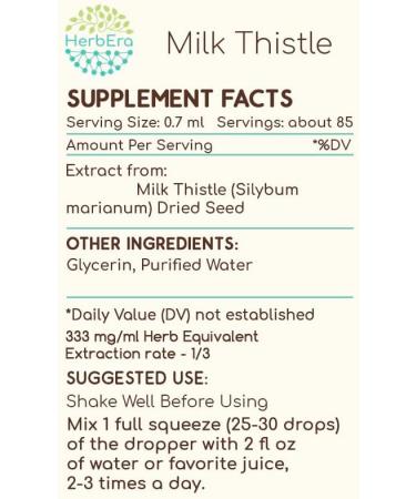HerbEra Milk Thistle B60 Alcohol-Free Herbal Extract Tincture Concentrated Liquid Drops Natural Milk Thistle (Silybum marianum) Dried Seed (2 fl oz) - Buy Online on GoSupps.com