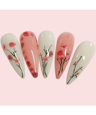 CHANGAR 6 Sheets Flowers Nail Art Stickers Self-Adhesive Colorful Spring Blossoms Floral Nail Decal Flower Leaves Sticker Charm Nail Design for Women Girls Nails Art DIY Decoration - Buy Online on GoSupps.com