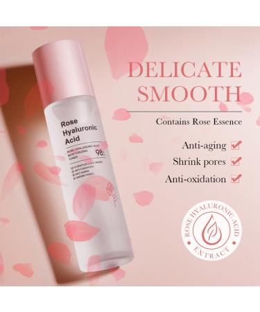 Rose Toner for Face Rose Water for Face with 98% Rose & Hyaluronic Acid Moisturizing Toner Vegan Rose Water for Women Korean Toner Skincare Nourishing - Buy Online on GoSupps.com