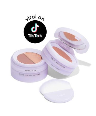 Subtl Beauty 4-in-1 Travel Makeup Kit | Eyeshadow Duo Shine Control Powder Cream Highlighter Lip & Cheek | Compact & Stackable with Mirror and Brush | Perfect for International Travel - Buy Online on GoSupps.com