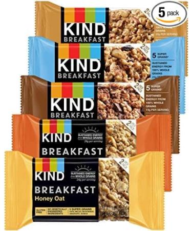 Kind Breakfast Bars 5 Flavors Variety - (12 Pack = 24 Total Bars)