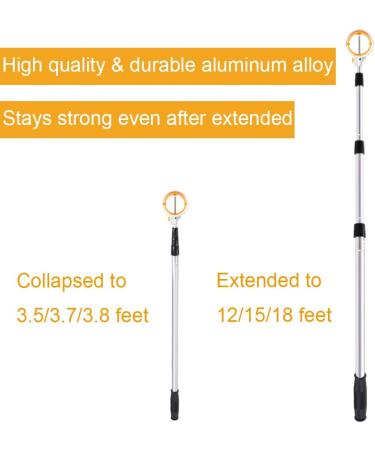 TRUE 12/15/18ft Aluminum Alloy Golf Ball Retriever for Water Telescopic with Spring Release Head - Golf Accessories for Men and Women - Buy Online on GoSupps.com