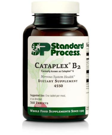 Standard Process Cataplex B2 - Whole Food Nervous System Supplements Metabolism Brain Supplement and Liver Support with Calcium Lactate Riboflavin Wheat Germ Choline and More - 360 Tablets 360 Count (Pack of 1)
