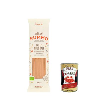 Italian Gourmet E.R. Rummo Pasta Integrale No. 13 Pack of 20 Italian pasta 500g + Italian Gourmet polpa 400g