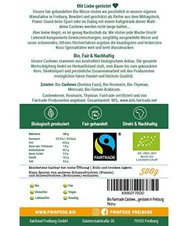 Organic Fairtrade Cashews with Rosemary & Thyme (500g) | Roasted in Freiburg | Premium Fair Trade Cashews from Burkina Faso - Buy Online on GoSupps.com
