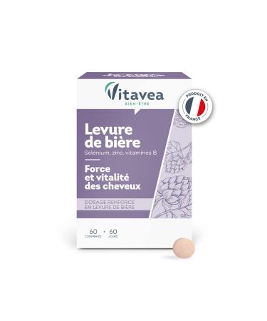 VITAVEA WELL-BEING - Brewer's yeast Biotin (vitamin B8) Zinc Selenium - 550 mg 1 capsule per day - Made in France - 60 tablets Vegan