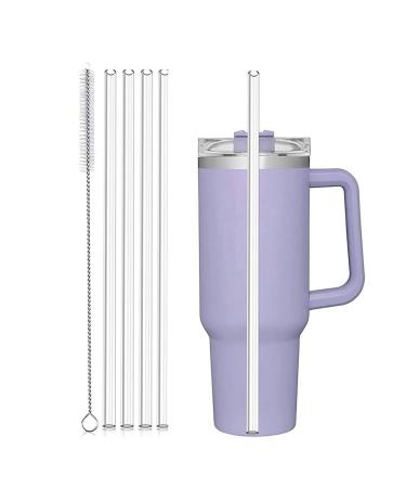 4Pcs Replacement Straws Reusable Straws for Stanley Water Bottles Compatible 30oz 20oz 14oz Tumbler with Cleaning Brush Plastic(Clear)