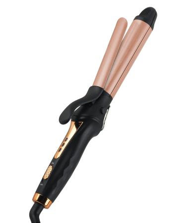 AmoVee Travel Curling Iron 1 inch Dual Voltage for Europe Travel 2 in 1 Flat Iron Mini Hair Straightener Adjustable Temp and Automatic Shut Off Black