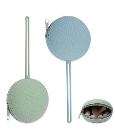 MIIKUU silicone pacifier box 2 pieces BPA-free pacifier bag waterproof dustproof pacifier storage box for babies pacifier holder pacifier holder case for travel and at home blue green