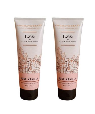 Bath and Body Works Aromatherapy Love Rose Vanilla Ultimate Hydration Body Cream 8 Oz. 2 Pack (Rose Vanilla) 8 Ounce (Pack of 2)