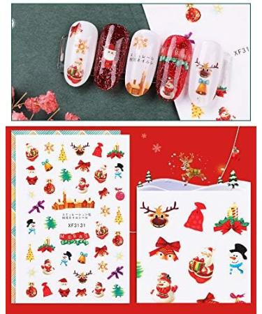 Brishow Christmas Nail Stickers 8 Sheets Nail Polish Stickers Self-Adhesive Elk Snow Nail Art Decals Full Wraps Nail Art Designs for Women Girls - Buy Online on GoSupps.com