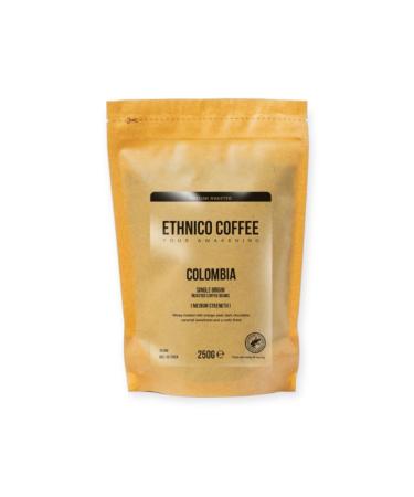 Ethnico Colombian Single Origin Coffee Beans 250g – Notes of Orange Peel, Dark Chocolate and Caramel, Ethically Sourced, Medium Roast