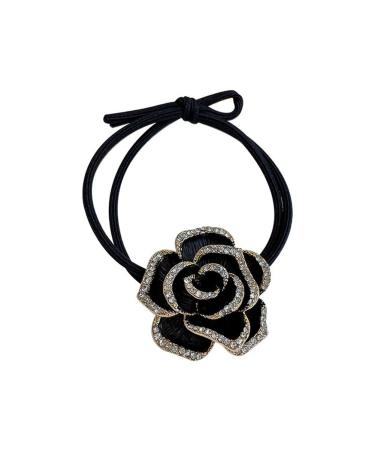 Rhinestone Camellia Flower Hair Ties Rope Flower Holders Hair Scrunchies for Thick and Thin Hair Girl Head Thick Ring Bow Accessories for Women