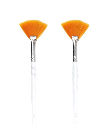 Soft 'N Style Facial Brushes Fan Mask Brush | Soft Makeup & Mask Applicator Brushes | Cosmetic Tools for Peel Masks - 2 Yellow Brushes - Buy Online on GoSupps.com