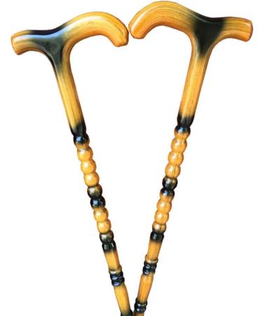 Whole Crutch Elderly Man with Yellow Wooden Stick Crutches Hello Independence 85cm - Buy Online on GoSupps.com