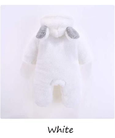 Voopptaw Warm Baby Winter Jumpsuit Fleece Romper | Cute Thick Bear Snowsuit (White) | 0-12 Months - Buy Online on GoSupps.com