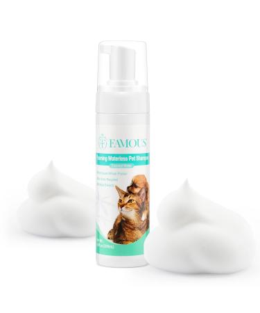 FAMOUS Cat Shampoo, Dry Shampoo for Dogs, Waterless Cat Shampoo, Relieves Hairballs, Hypoallergenic Dog Shampoo, for All Types of Cats, Natural Ingredients Pet Shampoo, Sulfate & Alcohol Free, No Rinses Needed, Itch Relief & Moisturizing Coconut