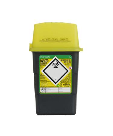 Lyall Willis Sharps Bin 1L Grey - Yellow Lid (1)