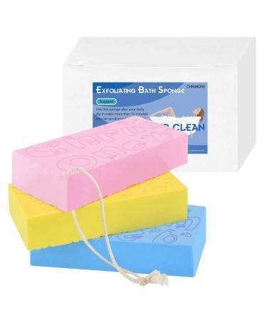 CHRUNONE 3 pcs Exfoliating Bath Sponge  Bath Sponge for Shower  Dead Skin Sponge Remover for Body