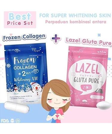 Gluta Frozen Collagen 2 In 1 Whitening Capsules - Nourishes Skin, Reduces Freckles, Dark Spots & Acne, Promotes Healthy Hair & Nails - 60 Capsules - Buy Online on GoSupps.com