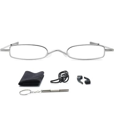 Buy Lanomi Mini Narrow Reading Glasses for Men & Women - Classic Metal Spring Hinge Silver 2.5 Diopters | Stylish & Portable Reading Aid - Buy Online on GoSupps.com