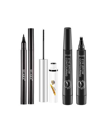 Lightsbetter Waterproof Brow Pen Precisely My Brow Pencil Magical Waterproof Brow Pen Tint My 4 Tip Brow Waterproof 24h Smudge Proof 5 Colours Available (Black Eye Pencil Set)