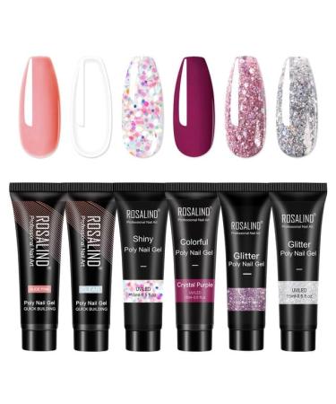 Rosalind 6pcs/Lot Poly Nail Gel Kit Extension Builder Acrylic Art UV Gel Polish Manicure Set Hybrid Varnishes Semi Permanent - (Color: RE-6GELSTOOL-16)