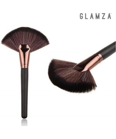 Glamza Black and Rose Gold Fan Highlight Brush Face Body Contour Blending Contouring - Buy Online on GoSupps.com